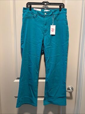 Discount Divas Diva Stretch Kick Flare Pants 1X Ocean Teal NWT High Rise
